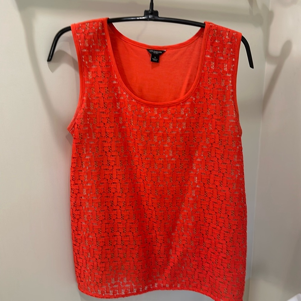 ANN TAYLOR Orange Lace Tank Top